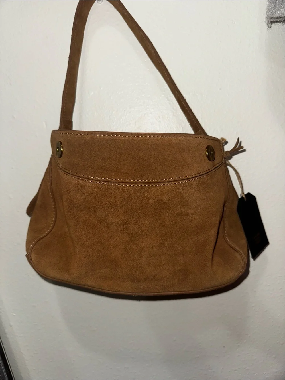 Classic Suede Shoulder Bag in Camel